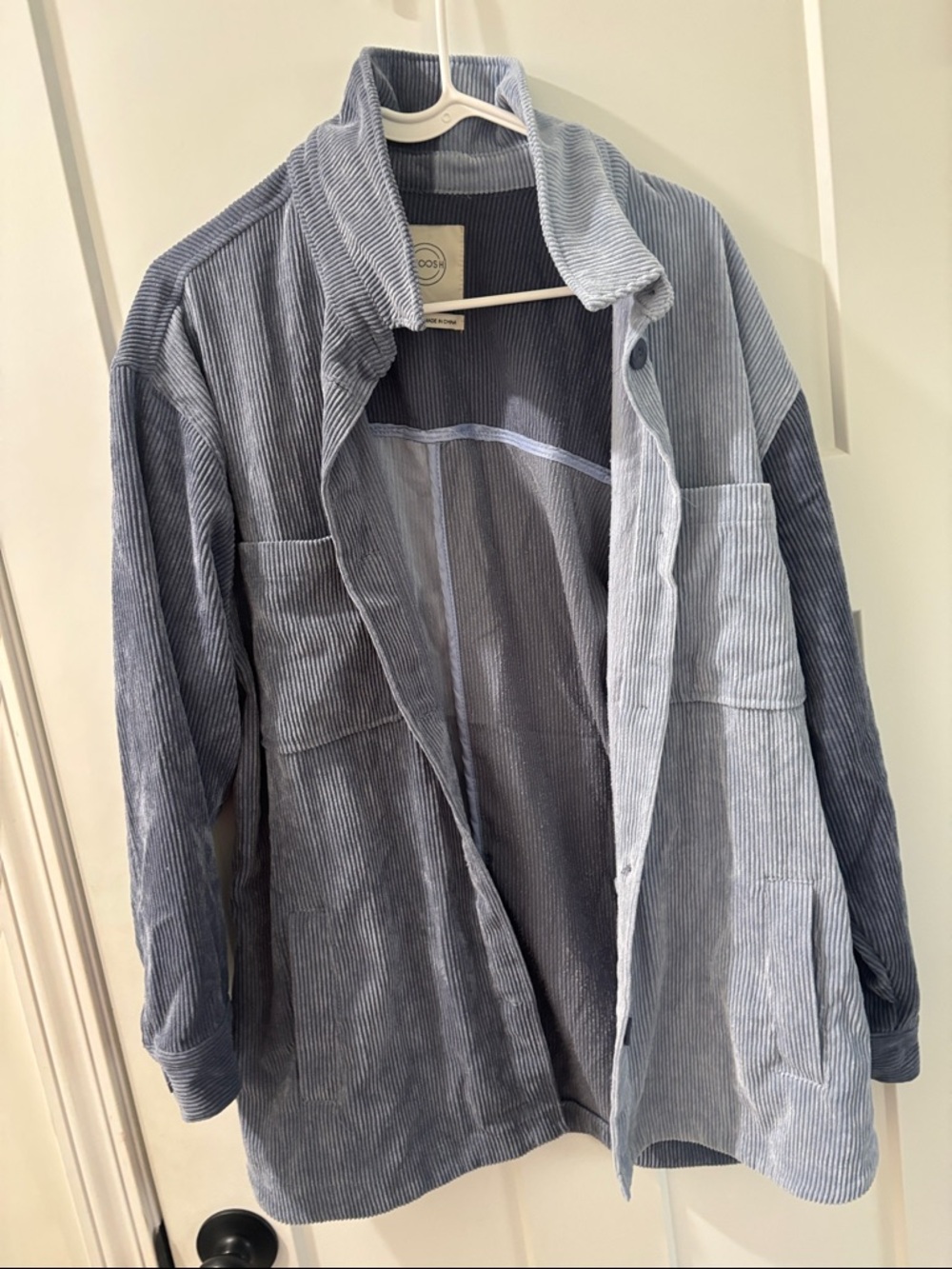 Stoosh Light Blue Corduroy Button-Down Shirt Jacket